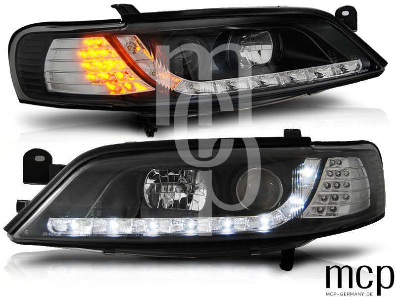 LED Tagfahrlicht Scheinwerfer Set für Opel Vectra B (11/1996 bis 12/1998) in Schwarz
