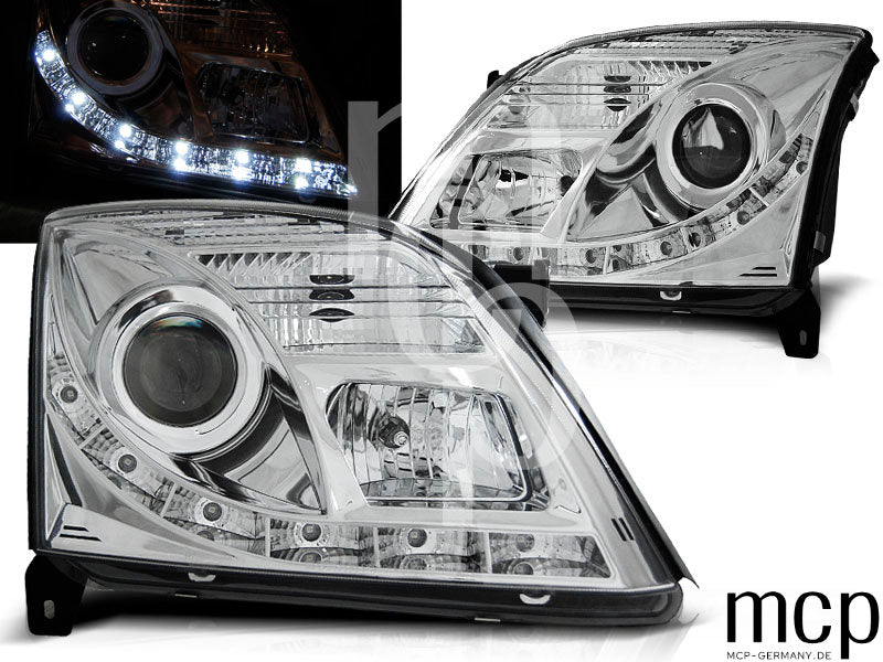 LED Tagfahrlicht Scheinwerfer Set für Opel Vectra C (04/2002 bis 08/2005) in Chrom