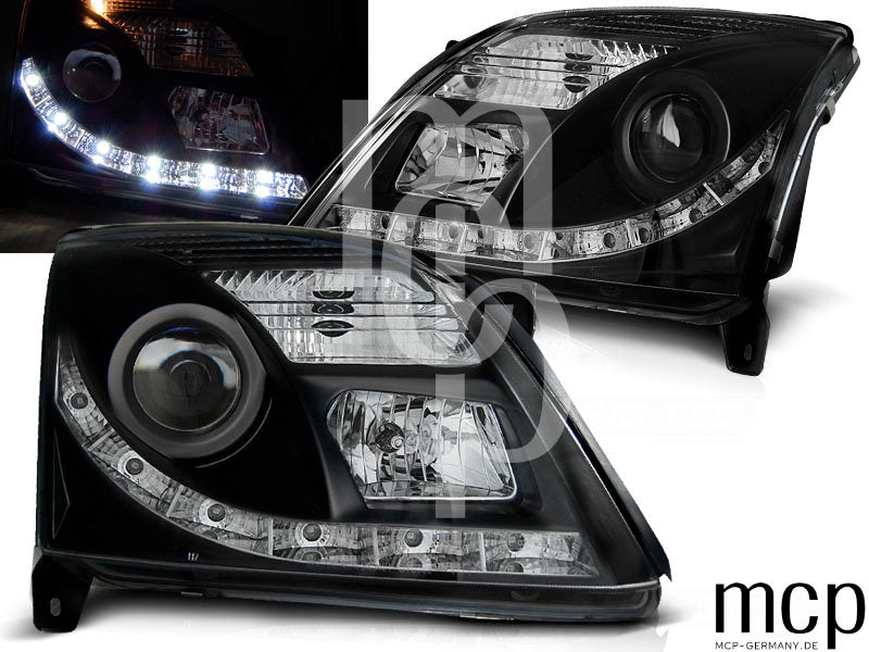 LED Tagfahrlicht Scheinwerfer Set für Opel Vectra C (04/2002 bis 08/2005) in Schwarz