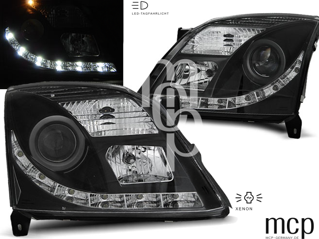 Opel Vectra C Xenon Scheinwerfer – eingeschaltete LED-Lichtansicht