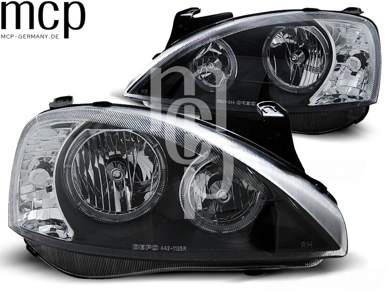 Angel Eyes Scheinwerfer Set für Opel Corsa C (11/2000 bis 09/2006) in Schwarz