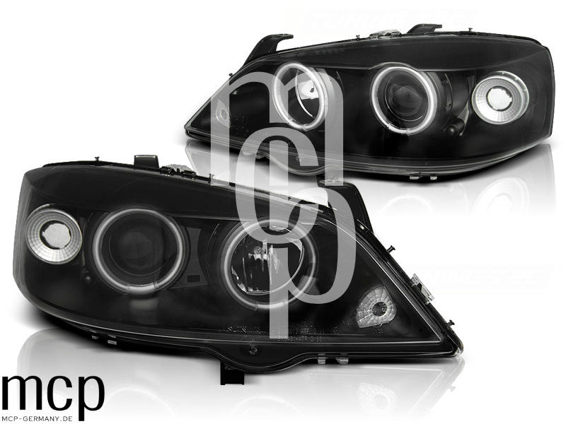 CCFL Angel Eyes Scheinwerfer Set für Opel Astra G (09/1997 bis 02/2004) in Schwarz