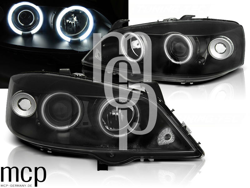 CCFL Angel Eyes Scheinwerfer Set für Opel Astra G (09/1997 bis 02/2004) in Schwarz