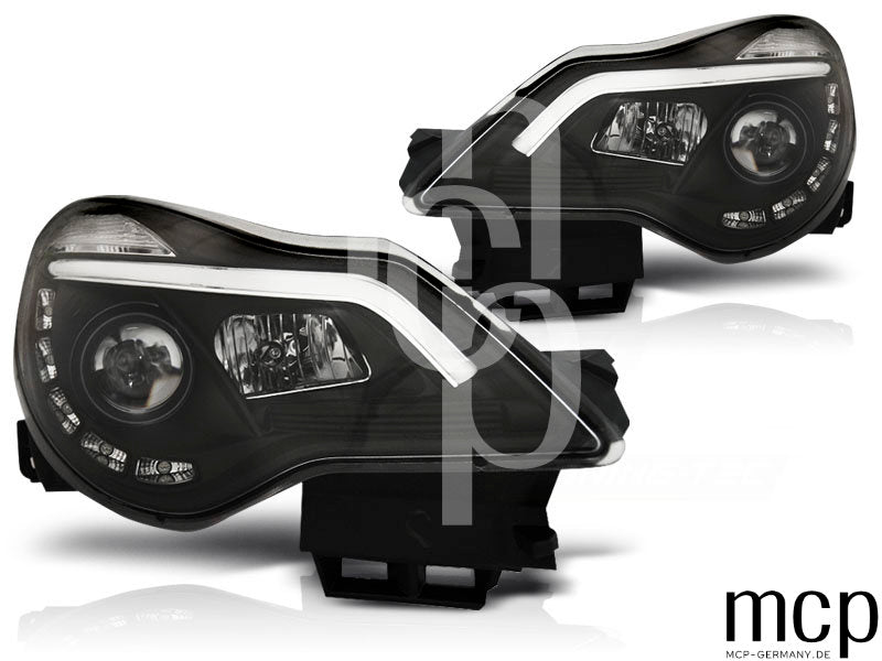 LED Tagfahrlicht Scheinwerfer Set für Opel Corsa D (2011 bis 2014) in Schwarz