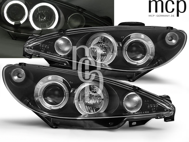 Angel Eyes Scheinwerfer Set für Peugeot 206 (1998 bis 2002) in Schwarz – weitere Ansicht