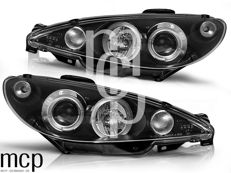 Angel Eyes Scheinwerfer Set für Peugeot 206 (1998 bis 2002) in Schwarz