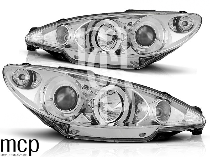 Angel Eyes Scheinwerfer Set für Peugeot 206 (ab 2002) in Chrom – Scheinwerfer-Set