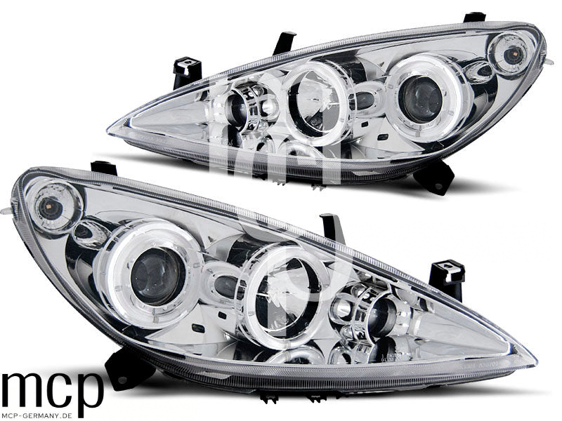 Angel Eyes Scheinwerfer Set für Peugeot 307 (04/2001 bis 06/2005) in Chrom – weitere Ansicht