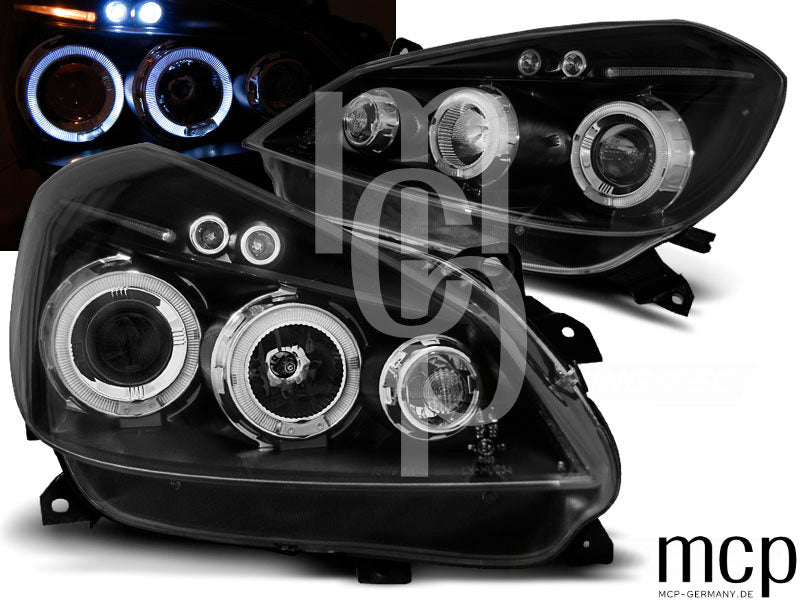 Angel Eyes Scheinwerfer Set für Renault Clio 3 (2005 bis 2009) in Schwarz