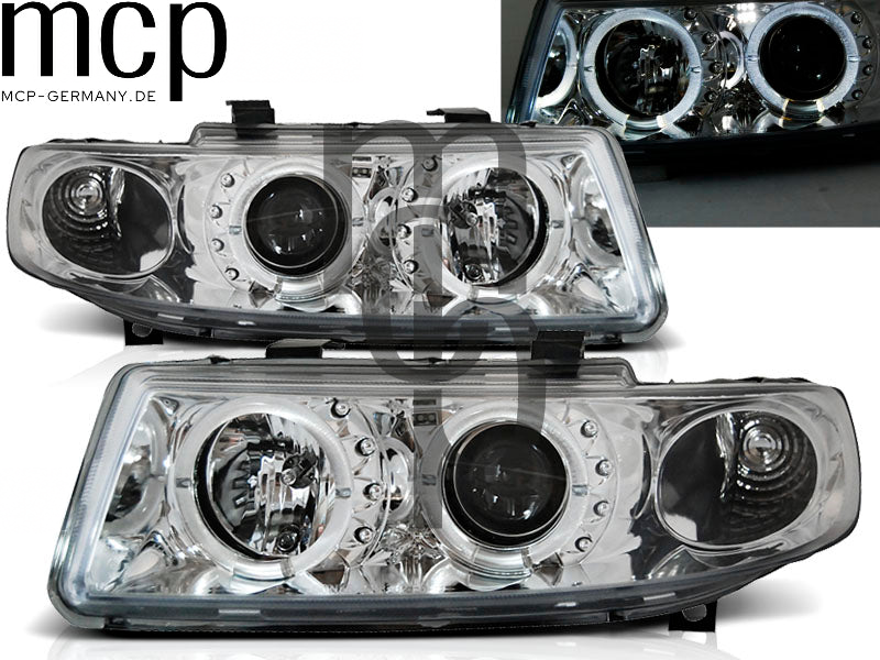 Angel Eyes Scheinwerfer Set für Seat Leon / Toledo (04/1999 bis 08/2004) in Chrom – Ansicht 1