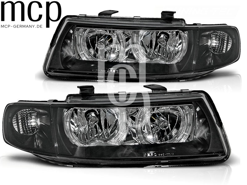 Angel Eyes Scheinwerfer Set für Seat Leon / Toledo (04/1999 bis 08/2004) in Schwarz