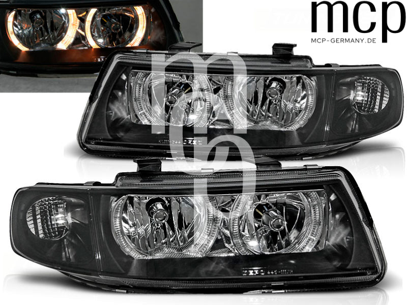 Angel Eyes Scheinwerfer Set für Seat Leon / Toledo (04/1999 bis 08/2004) in Schwarz