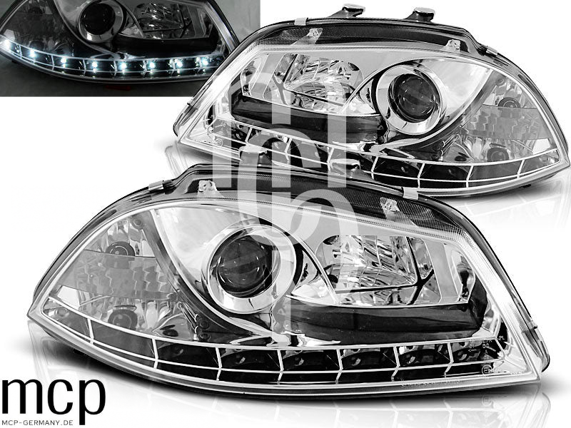 Scheinwerfer Set für Seat Ibiza 6L (04/2002 bis 2008) in Chrom – Ansicht 2