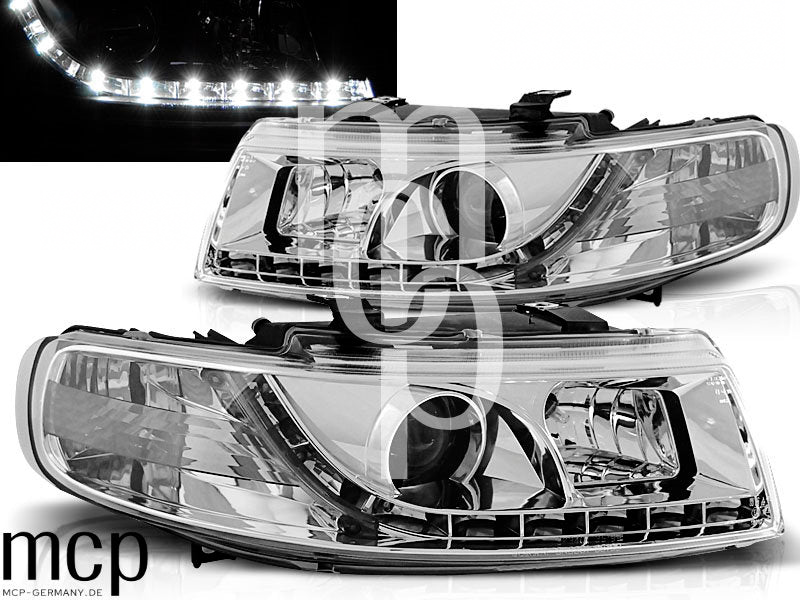 Scheinwerfer Set für Seat Leon / Toledo (04/1999 bis 08/2004) in Chrom – LPSE11