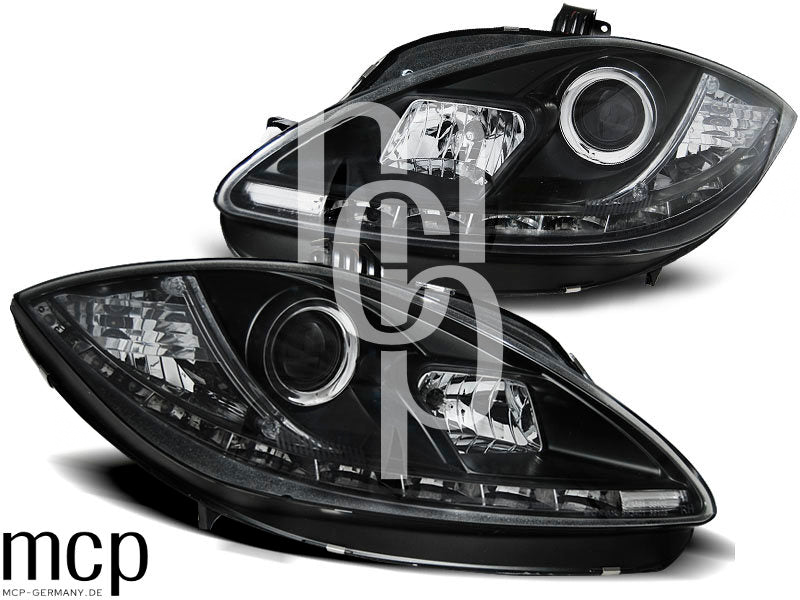 Scheinwerfer Set für Seat Leon Altea (2009 bis 2012) in Schwarz – LPSE24