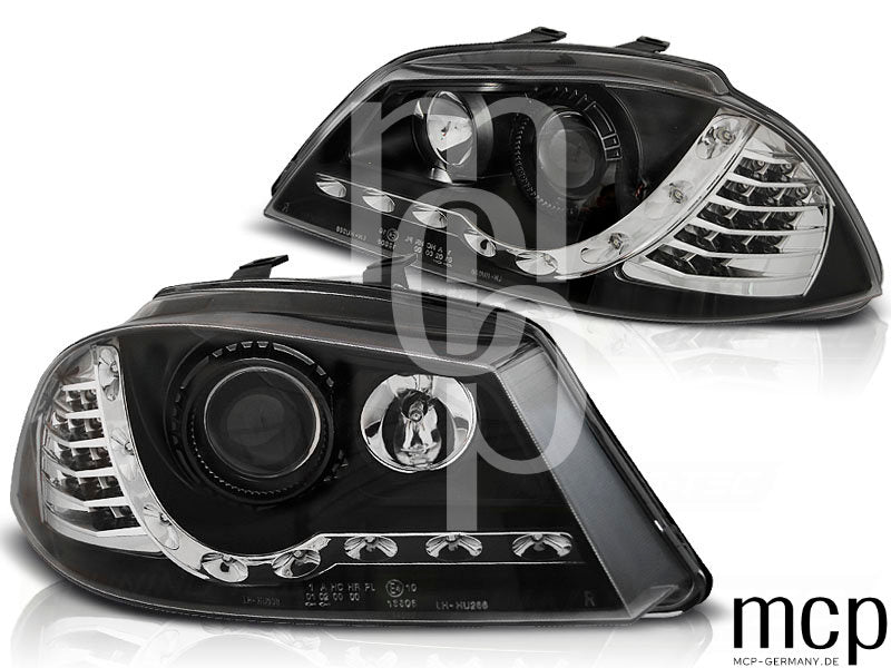 Scheinwerfer Set für Seat Ibiza 6L (2002 bis 2008) in Schwarz