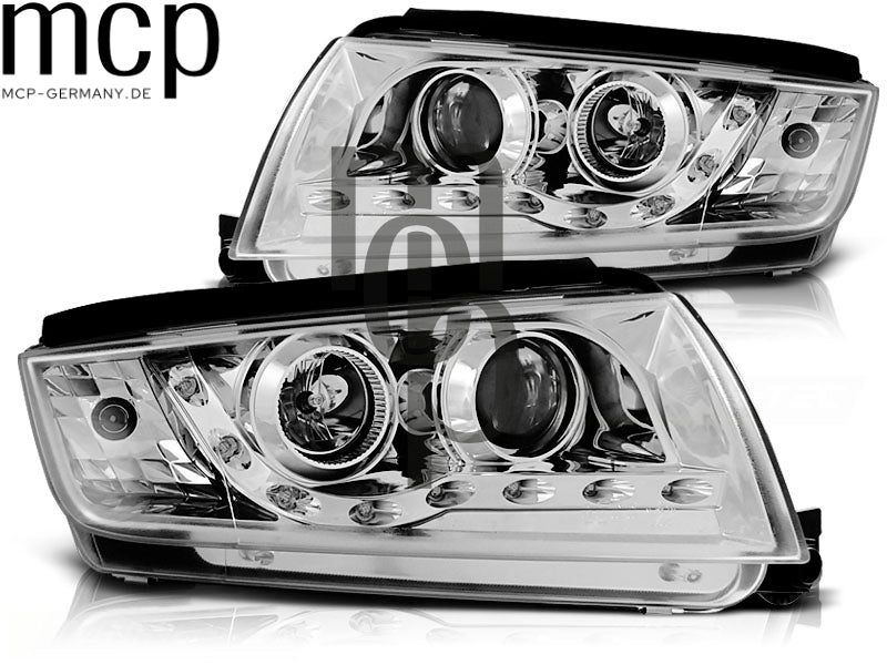 Scheinwerfer Set für Skoda Fabia (12/1999 bis 2008) in Chrom