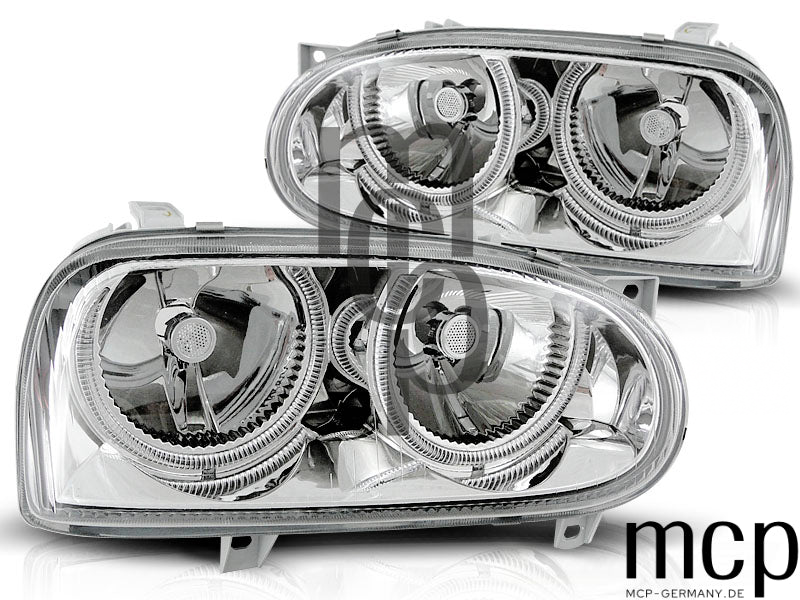 Angel Eyes Scheinwerfer Set für VW Golf III (1991 bis 1997) in Chrom – Ansicht 2