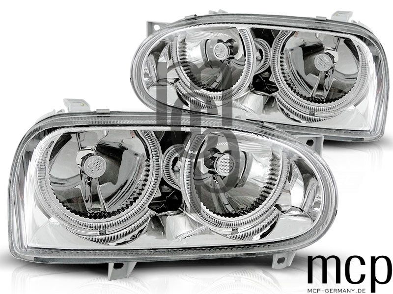 Angel Eyes Scheinwerfer Set für VW Golf III (1991 bis 1997) in Chrom
