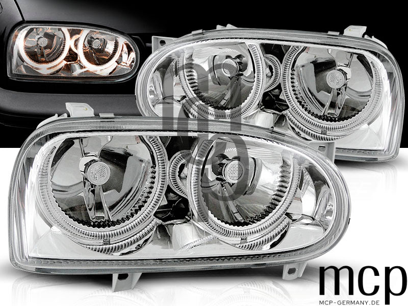 Angel Eyes Scheinwerfer Set für VW Golf III (1991 bis 1997) in Chrom