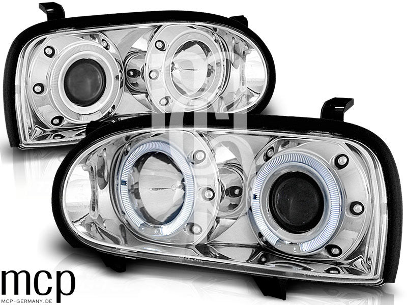 Angel Eyes Scheinwerfer Set für VW Golf 3 (09/1991 bis 08/1997) in Chrom
