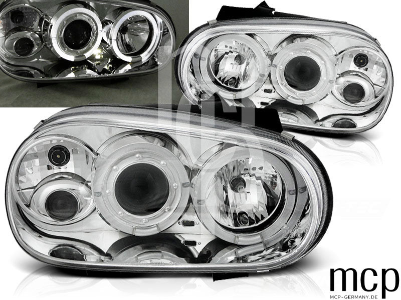 Angel Eyes Scheinwerfer Set für VW Golf 4 (09/1997 bis 09/2003) in Chrom