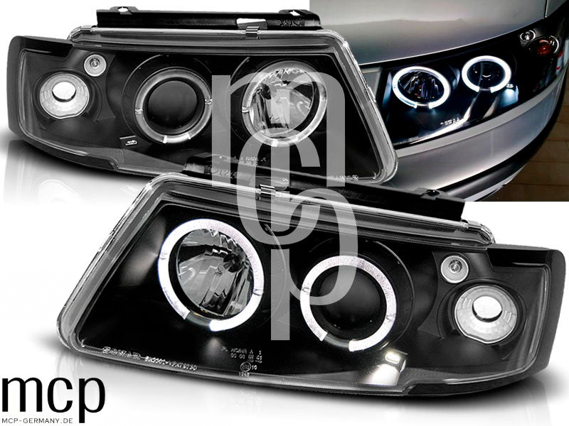 Angel Eyes Scheinwerfer Set für VW Passat B5 3B (11/1996 bis 08/2000) in Schwarz – Ansicht 1
