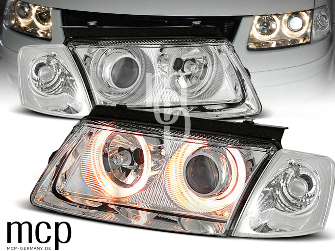 Angel Eyes Scheinwerfer Set für VW Passat B5 3B (11/1996 bis 08/2000) in Chrom – Ansicht 2