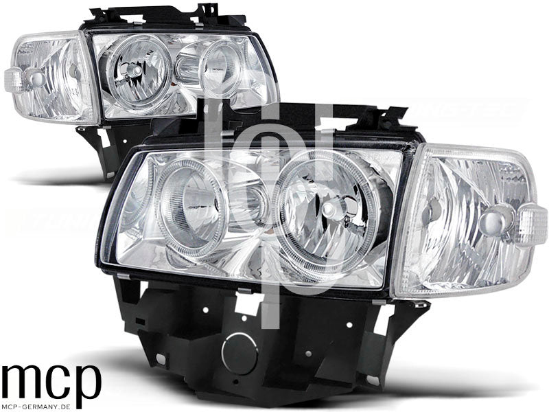 Angel Eyes Scheinwerfer Set für VW T4 (08/1996 bis 03/2003) BUS in Chrom
