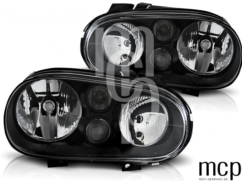Scheinwerfer Set für VW Golf 4 (09/1997 bis 09/2003) in Schwarz – Ansicht 1