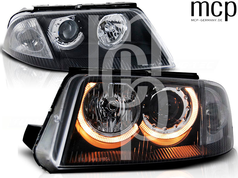 Angel Eyes Scheinwerfer Set für VW Passat 3BG B5 FL (09/2000 bis 03/2005) in Schwarz