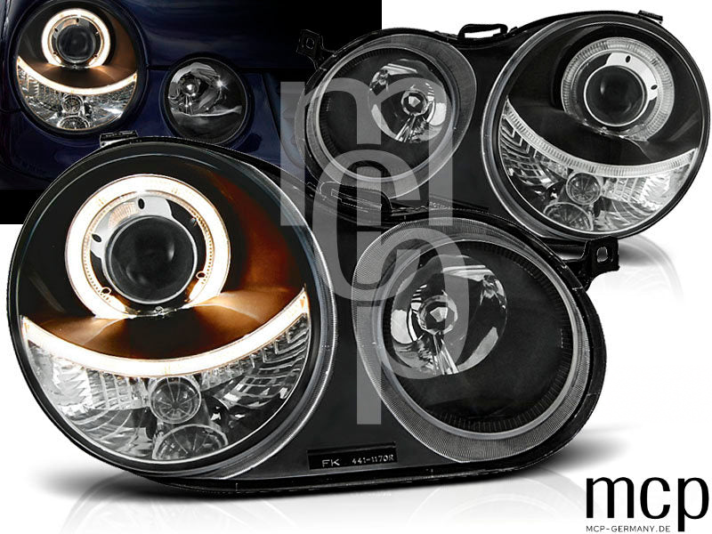 Angel Eyes Scheinwerfer Set für VW Polo 9N (11/2001 bis 04/2005) in Schwarz – 1