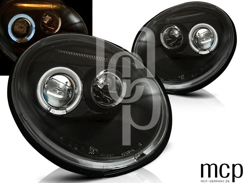 Angel Eyes Scheinwerfer Set für VW NEW Beetle (10/1998 bis 05/2005) in Schwarz