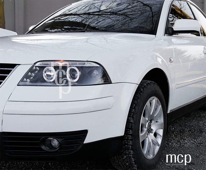 Angel Eyes Scheinwerfer Set für VW Passat 3BG (09/2000 bis 03/2005) in Schwarz