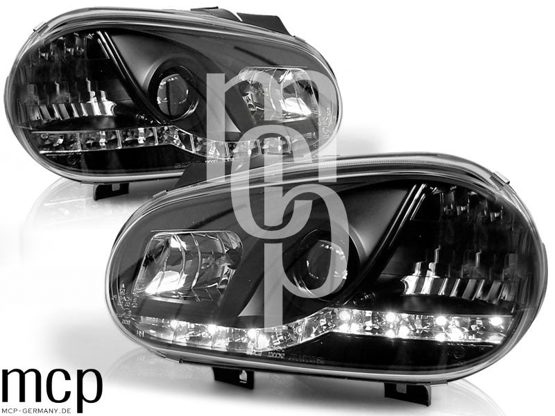 Scheinwerfer Set für VW Golf 4 (09/1997 bis 09/2003) in Schwarz