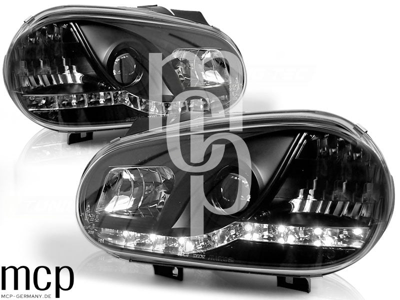 Scheinwerfer Set für VW Golf 4 (09/1997 bis 09/2003) in Schwarz