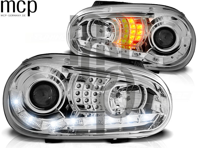 Scheinwerfer Set für VW Golf 4 (09/1997 bis 09/2003) in Chrom