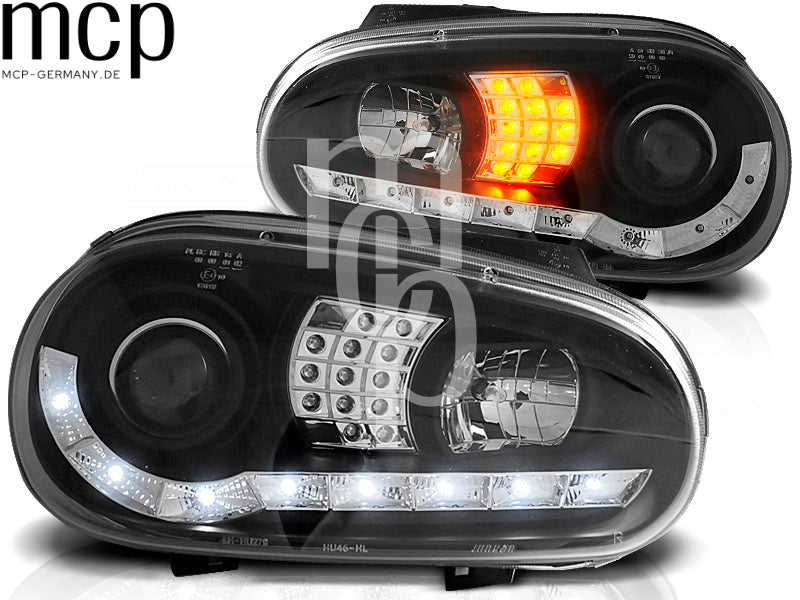 Scheinwerfer Set für VW Golf 4 (09/1997 bis 09/2003) in Schwarz