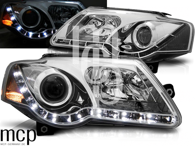 Scheinwerfer Set für VW Passat B6 3C (03/2005 bis 2010) in Chrom – Produktansicht 2
