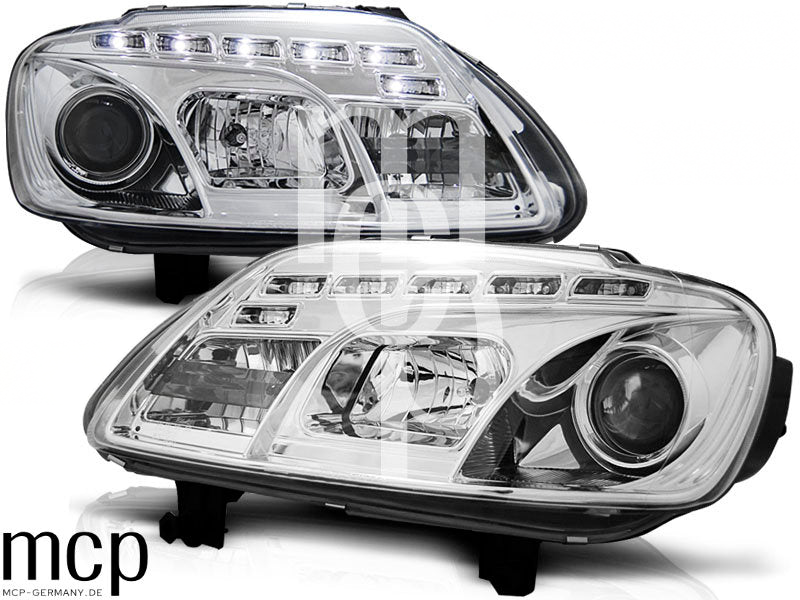 Scheinwerfer Set für VW Touran (02/2003 bis 10/2006) / Caddy in Chrom – LPVWC3, Ansicht 1