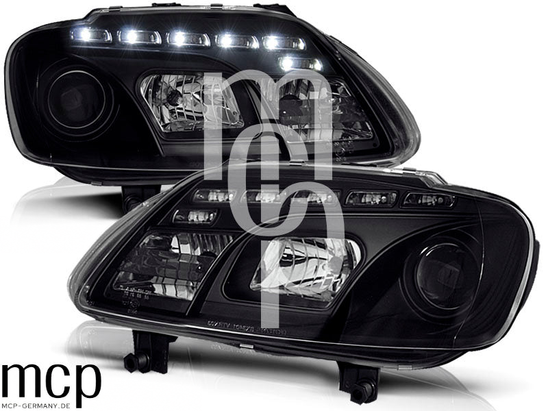 Scheinwerfer Set für VW Touran (02/2003 bis 10/2006) / Caddy in Schwarz – Produktansicht 1