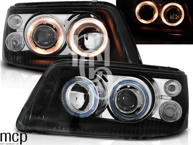 Angel Eyes Scheinwerfer Set für VW T5 (04/2003 bis 08/2009) in Schwarz