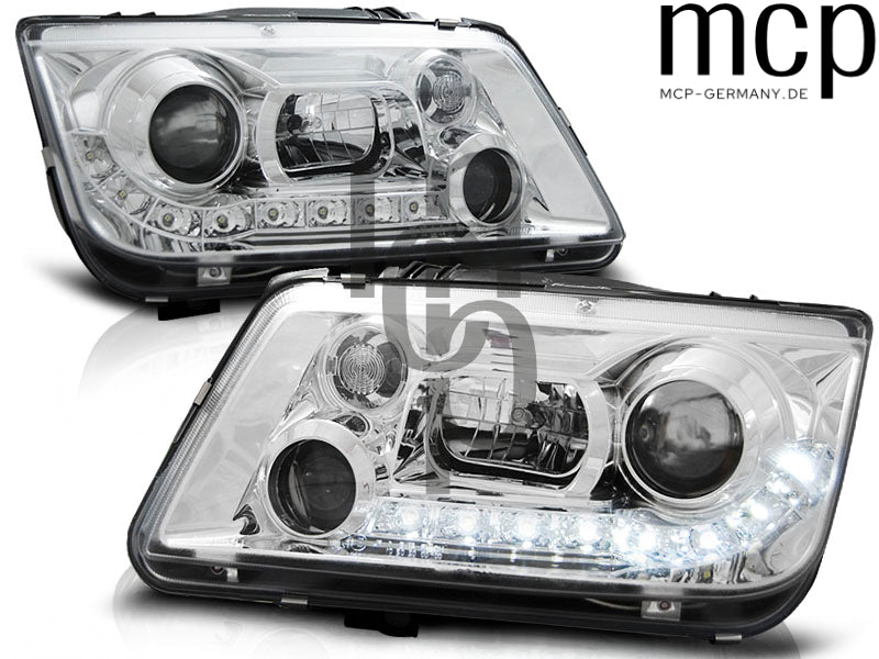 Scheinwerfer Set für VW Bora (09/1998 bis 05/2005) in Chrom – Produktansicht 1