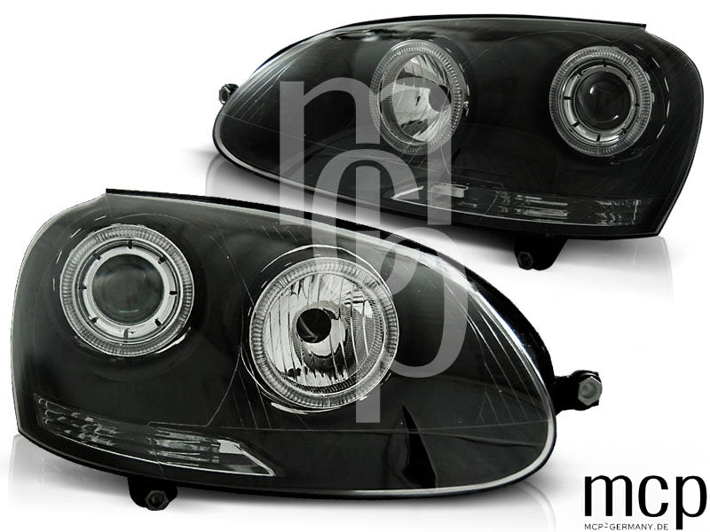 Angel Eyes Scheinwerfer Set für VW Golf V (2003 bis 2009) in Schwarz – LPVWH7, Ansicht 2