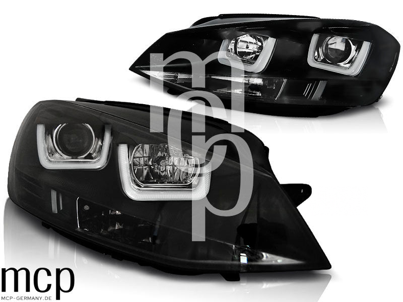 Scheinwerfer Set für VW Golf VII (2012 bis 2017) in Schwarz mit LED Tagfahrlicht