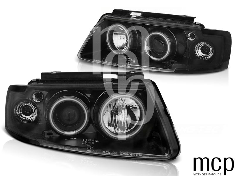 CCFL Angel Eyes Scheinwerfer Set für VW Passat B5 3B (1996 bis 08/2000) in Schwarz