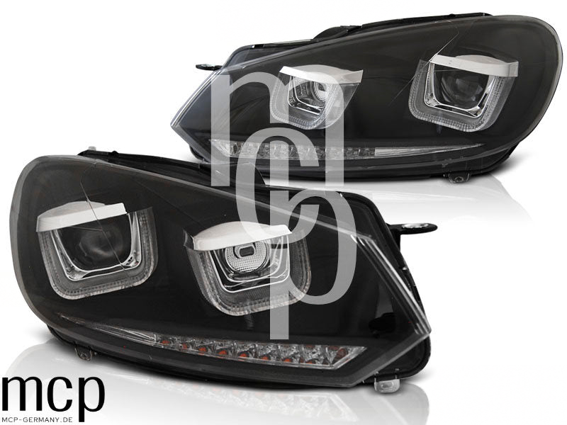 Scheinwerfer Set für VW Golf VI (2008 bis 2012) in Schwarz mit LED Tagfahrlicht – Alt1