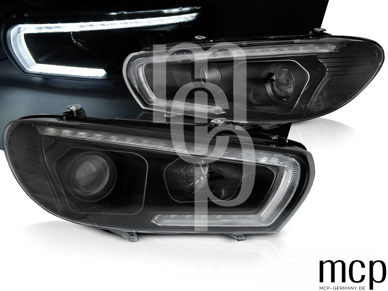 Xenon LED Tagfahrlicht Scheinwerfer Set für VW Scirocco (2008 bis 04/2014) in Schwarz – Produktansicht