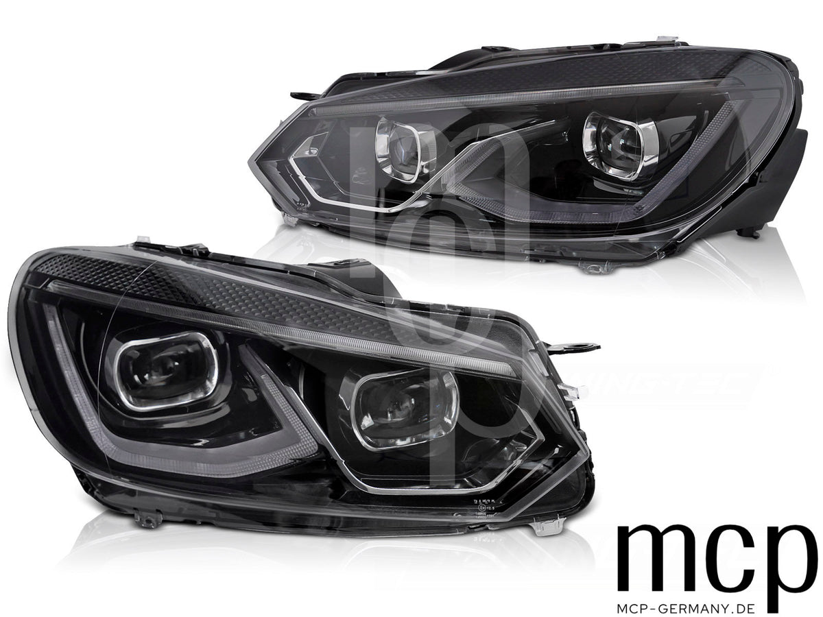 Voll LED Scheinwerfer Set für VW Golf 6 (2008 bis 2013) in Schwarz mit LED Tagfahrlicht