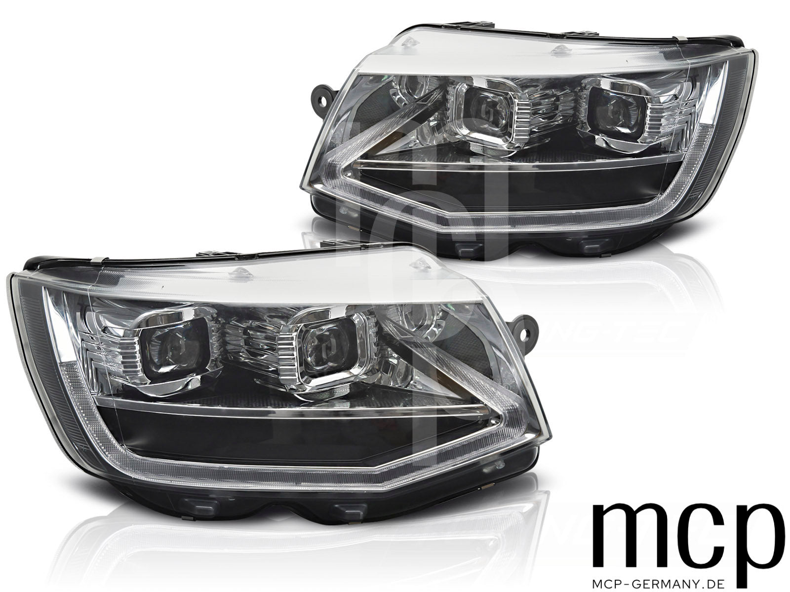 Voll LED Scheinwerfer Set für VW T6 Multivan Caravelle Transporter (2015-2019) in Chrom mit Dynamischem Blinker